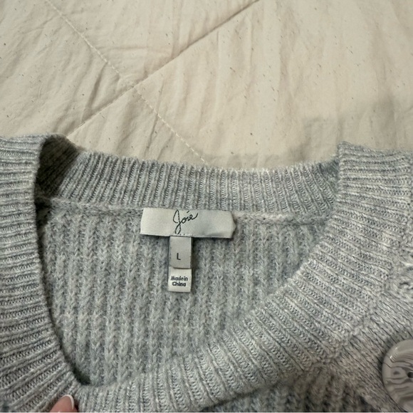 Joie Button Detailed Melange Knit Grey Designer Sweater Women’s Size Large - Picture 8 of 13